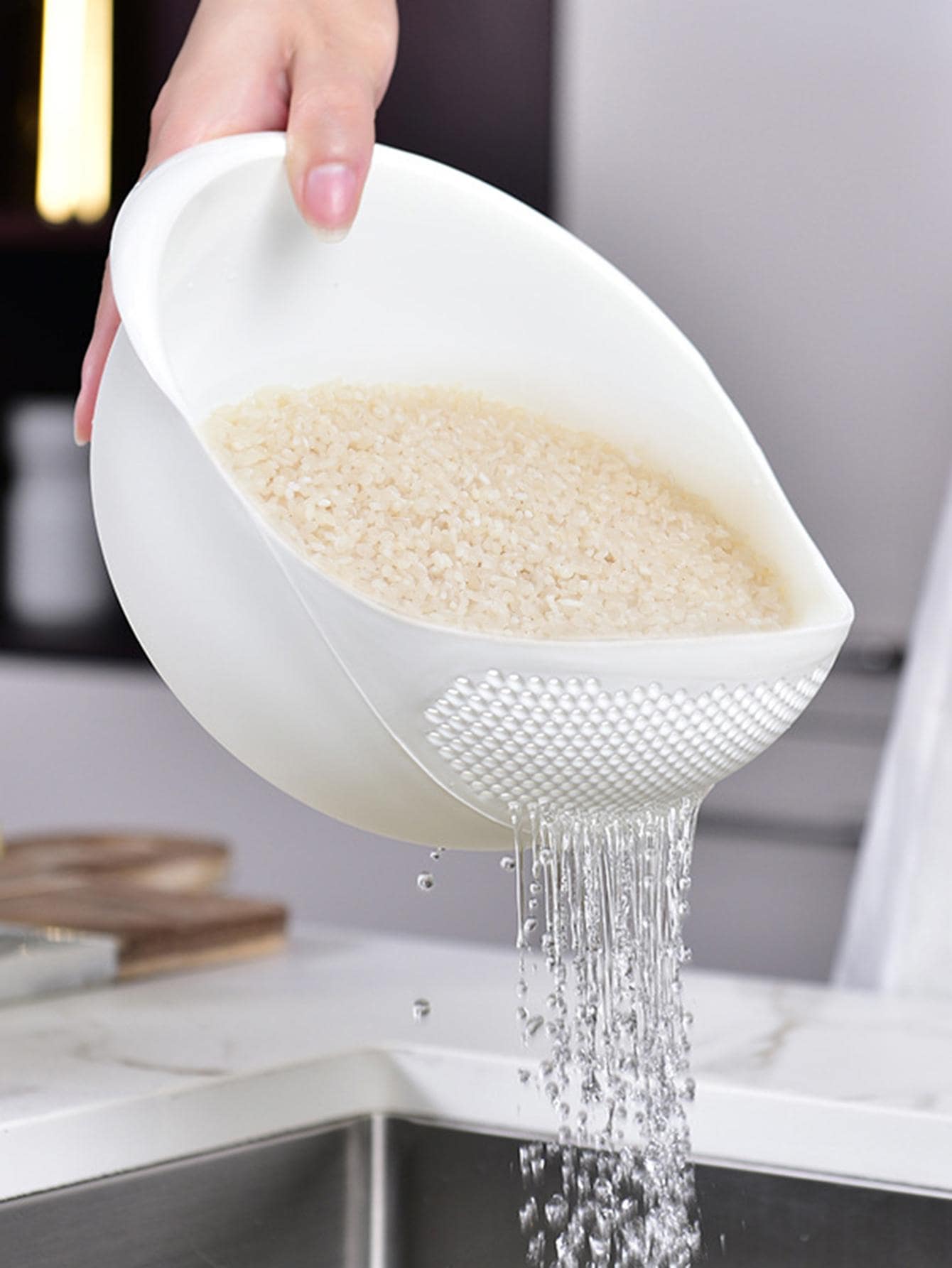 1/3pcs- Colander Rice Bowl Drain Basket Fruit Bowl Washing Drain Basket with Handle Washing Basket Home Kitchen Organizer